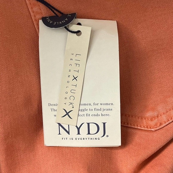 NYDJ Sz 0 Marilyn Ankle Straight Jeans Lift Tuck Technology Stretch Coral NEW - Picture 15 of 16